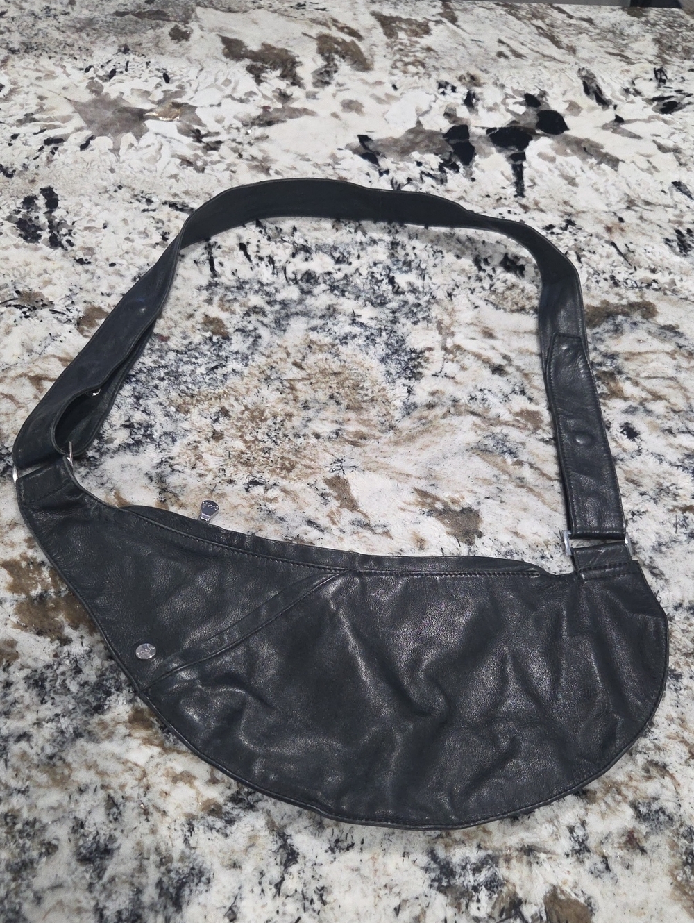 Sash Black Leather Crossbody